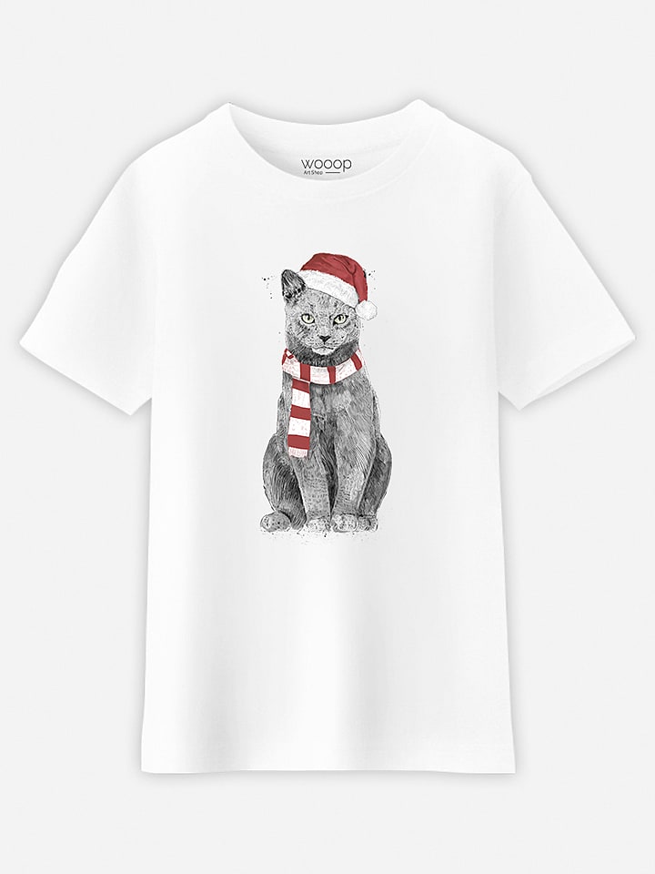 WOOOP Koszulka "Xmas Cat" w kolorze białym rozmiar: 140