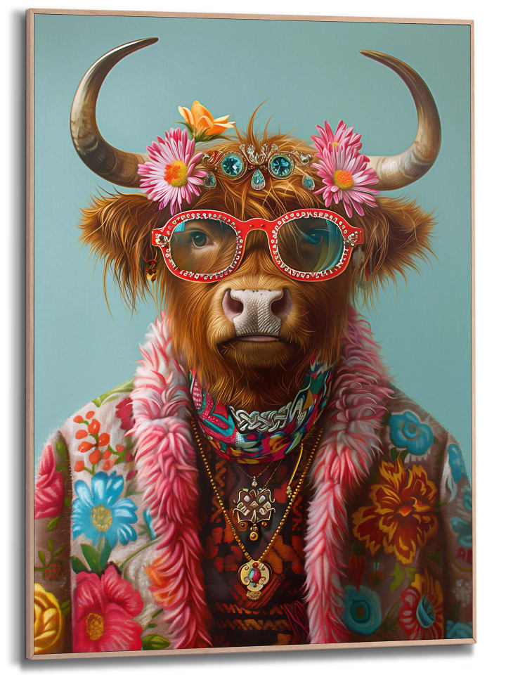 Orangewallz Druk artystyczny "Hippie Highlander" w ramce rozmiar: 50x70 cm