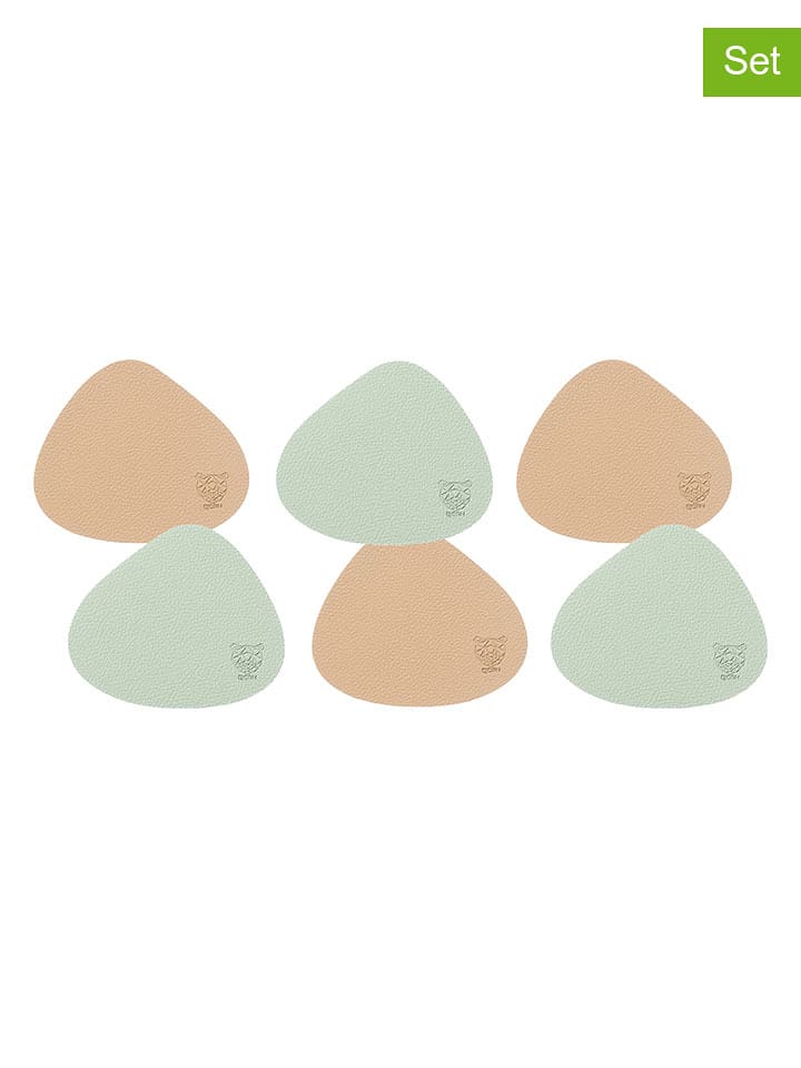 Björn Dwustronne podstawki (6 szt.) w kolorze jasnoróżowo-jasnozielonym - 13 x 11cm rozmiar: onesize