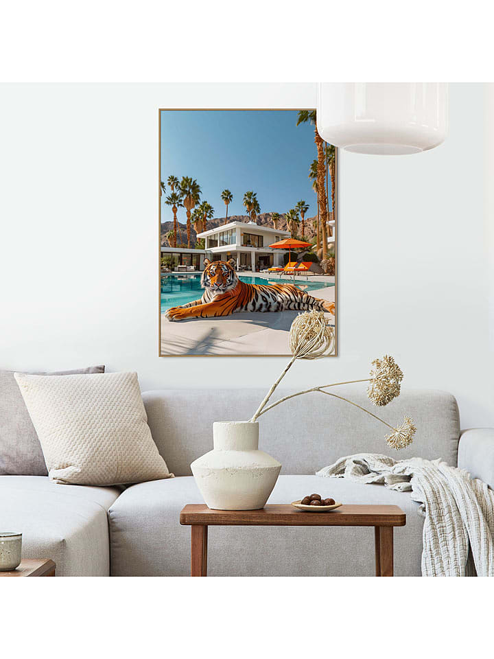 Orangewallz Druk artystyczny "Palm Spring Tiger" w ramce rozmiar: 50x70 cm