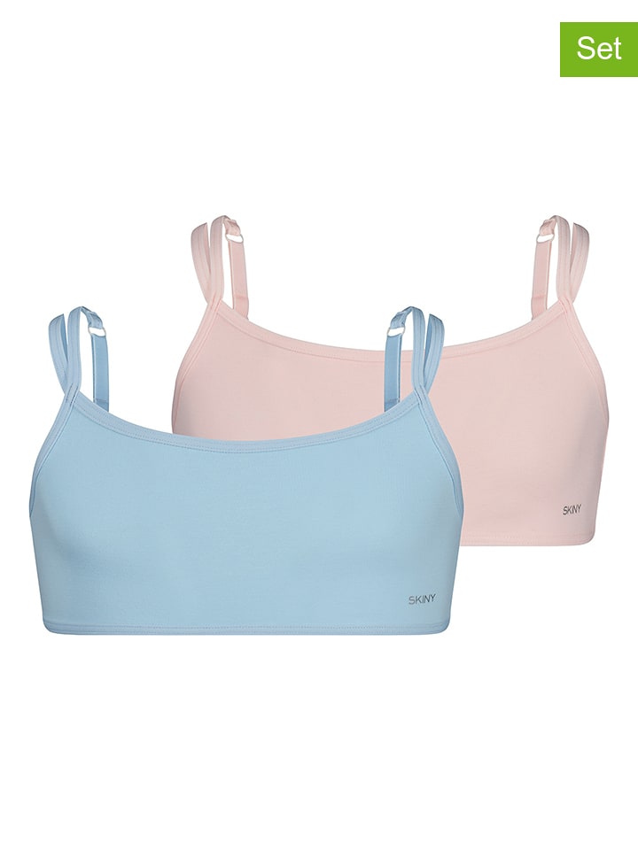 Skiny Topy (2 szt.) w kolorze jasnoróżowym i błękitnym rozmiar: 164