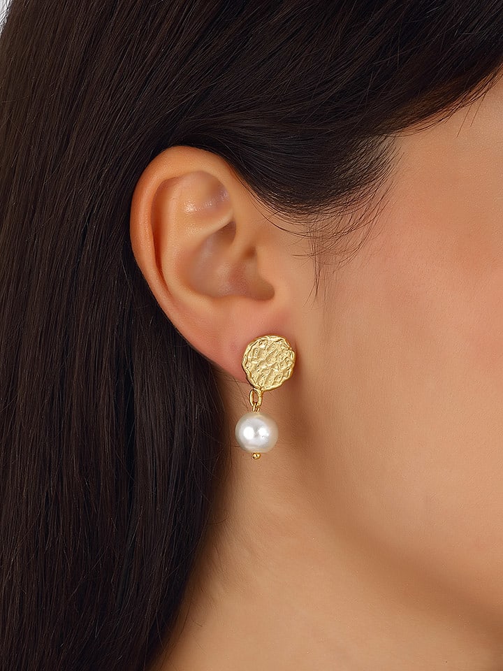 Nakkash Pozłacane kolczyki-wkrętki z perłami syntetycznymi rozmiar: onesize