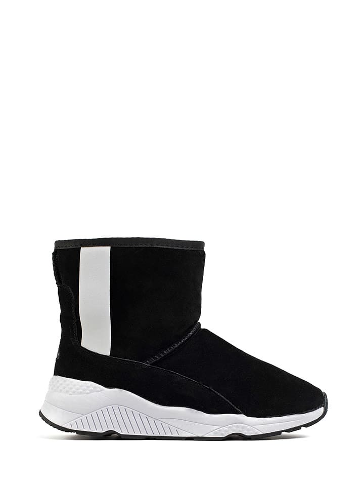 NICEBAY Skórzane botki zimowe "Staff" w kolorze czarno-białym rozmiar: 37