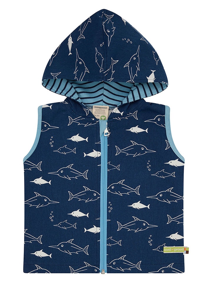 loud + proud Kamizelka dresowa w kolorze granatowo-biało-błękitnym rozmiar: 122/128