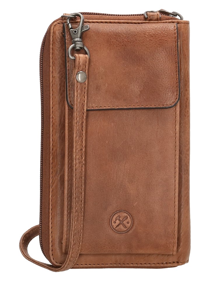 HIDE & STITCHES Skórzana torebka w kolorze jasnobrązowym na telefon - 11,5 x 19 x 3 cm rozmiar: onesize