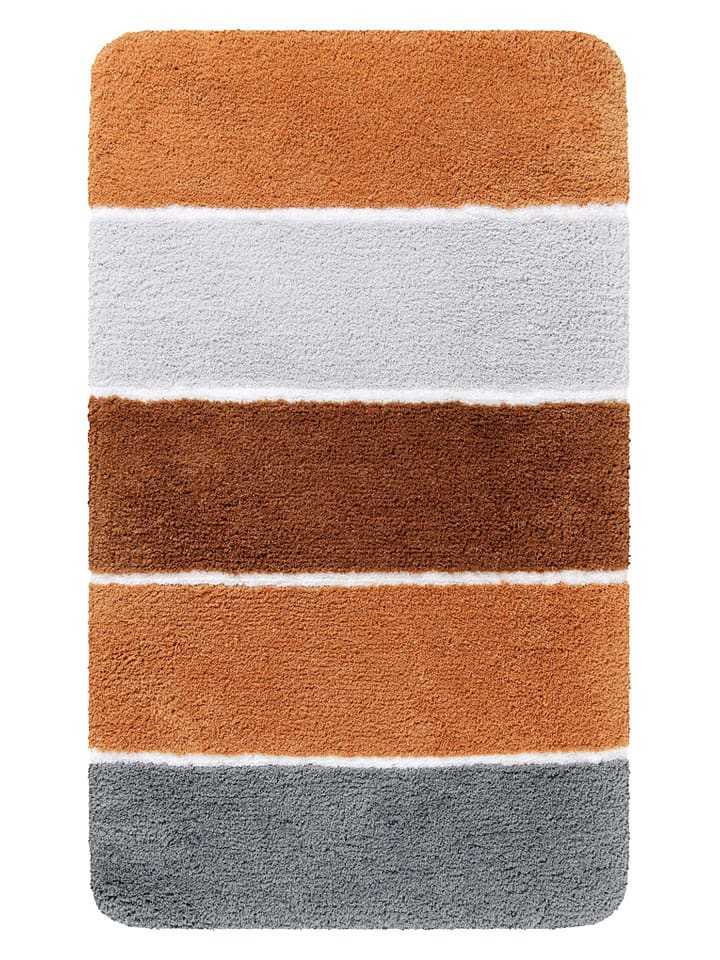 Homie Living Dywanik łazienkowy "Rio Marina" w kolorze pomarańczowo-szaro-białym rozmiar: 60x100 cm