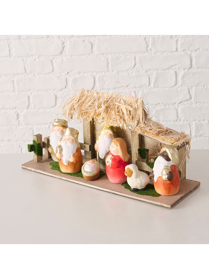 Boltze Szopka LED "Yamun" w kolorze beżowo-czerwonym - wys. 13,5 cm rozmiar: onesize