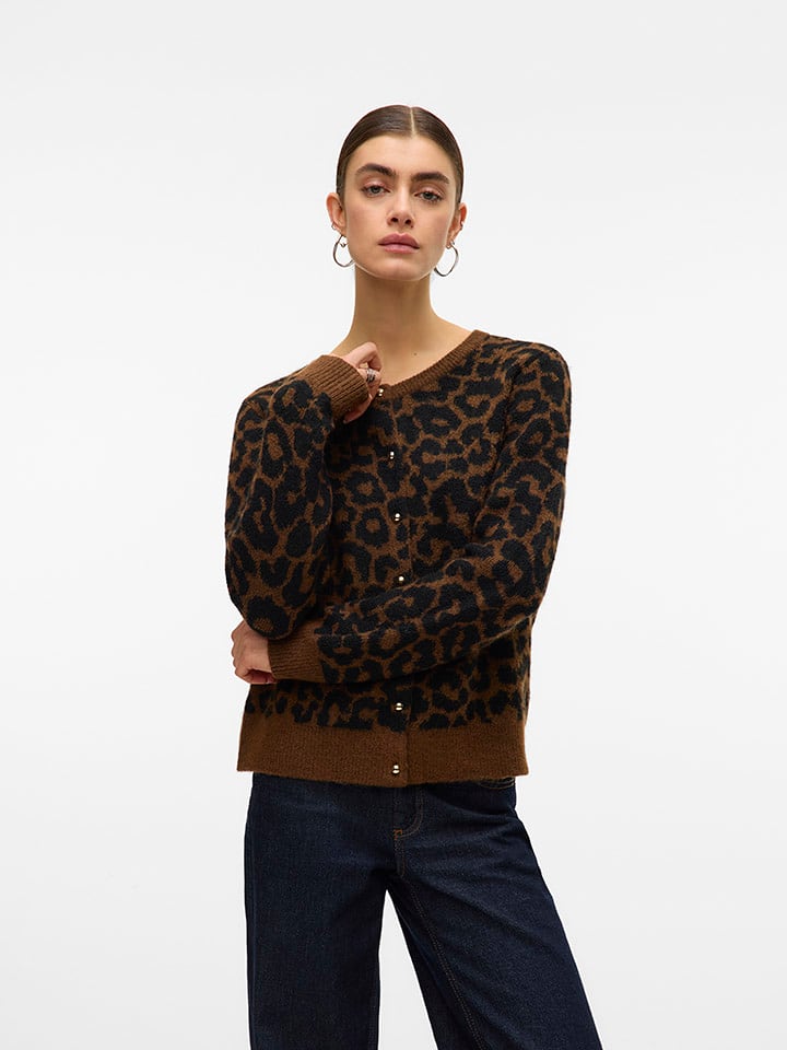 Vero Moda Kardigan w kolorze jasnobrązowo-czarnym rozmiar: XS