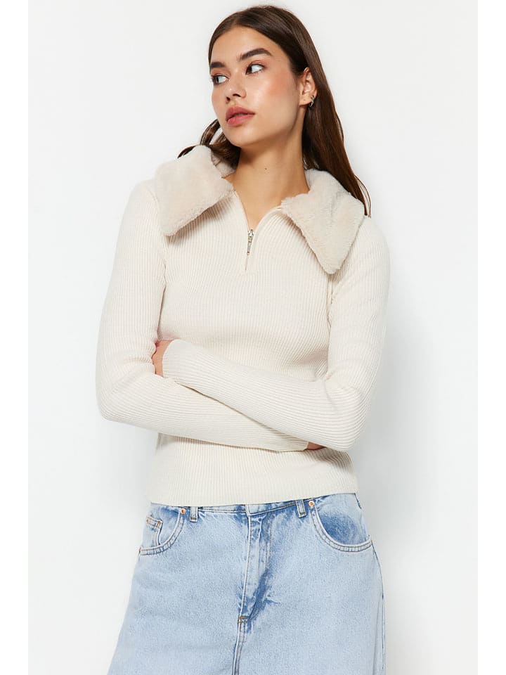 trendyol Sweter w kolorze kremowym rozmiar: M