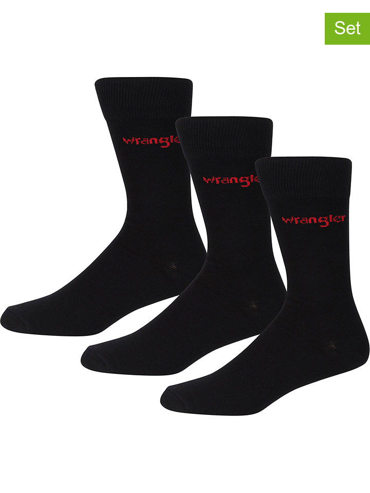 Wrangler Skarpety (3 pary) "Coull" w kolorze czarnym rozmiar: 43-46