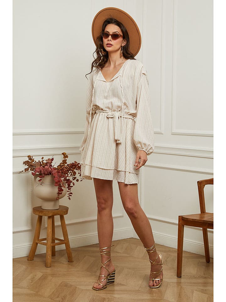 Plume Sukienka "Bichi" w kolorze beżowo-białym rozmiar: L