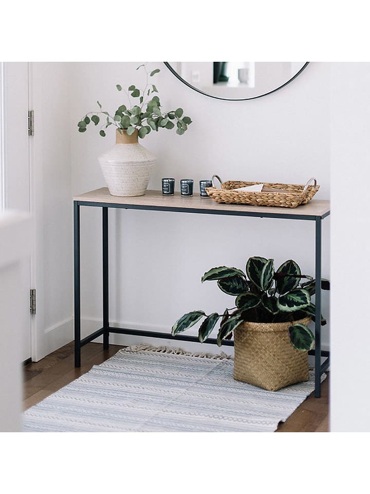 Evila Kredens "Canvas" w kolorze jasnobrązowo-czarnym - 100 x 80 x 30 cm rozmiar: onesize