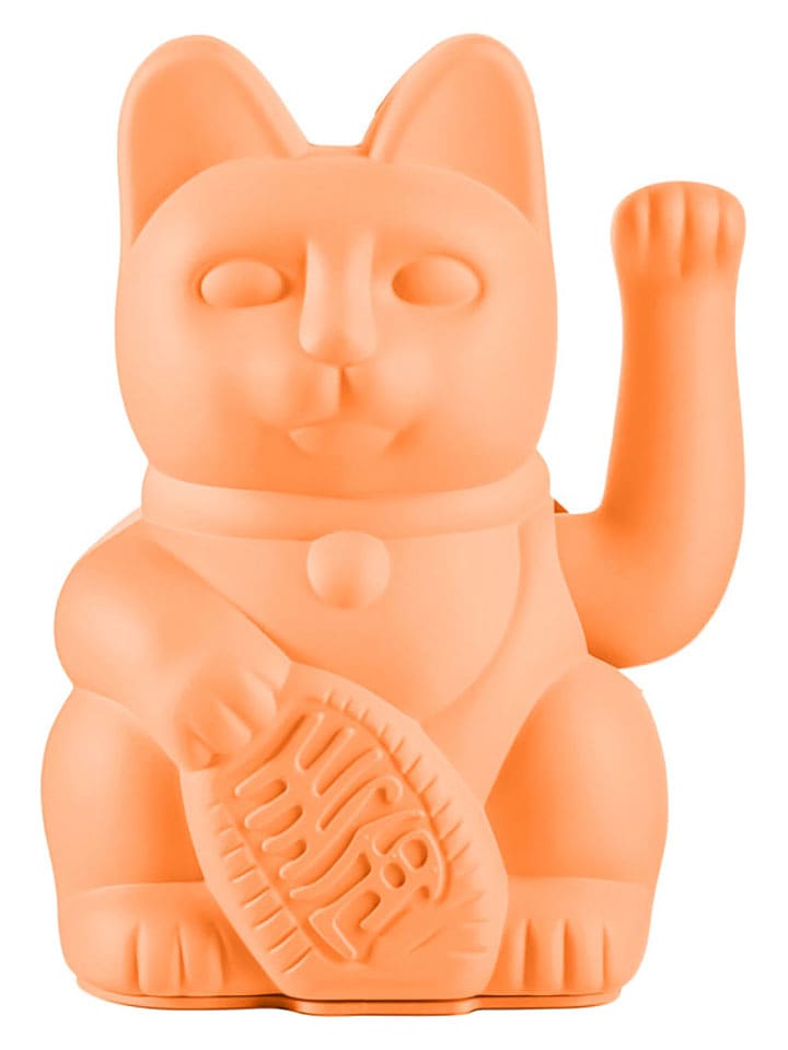 Donkey Figurka dekoracyjna "Lucky Cat" w kolorze brzoskwiniowym - 10,5 x 15 x 8,5 cm rozmiar: onesize