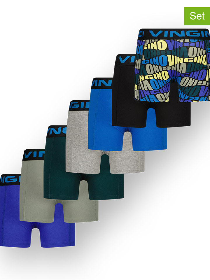 Vingino Bokserki (7 par) w kolorze szaro-niebiesko-czarnym rozmiar: 134/140