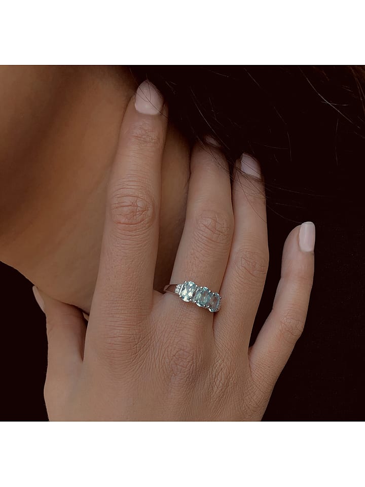 Les Petites Précieuses Srebrny pierścionek z topazem rozmiar: 60