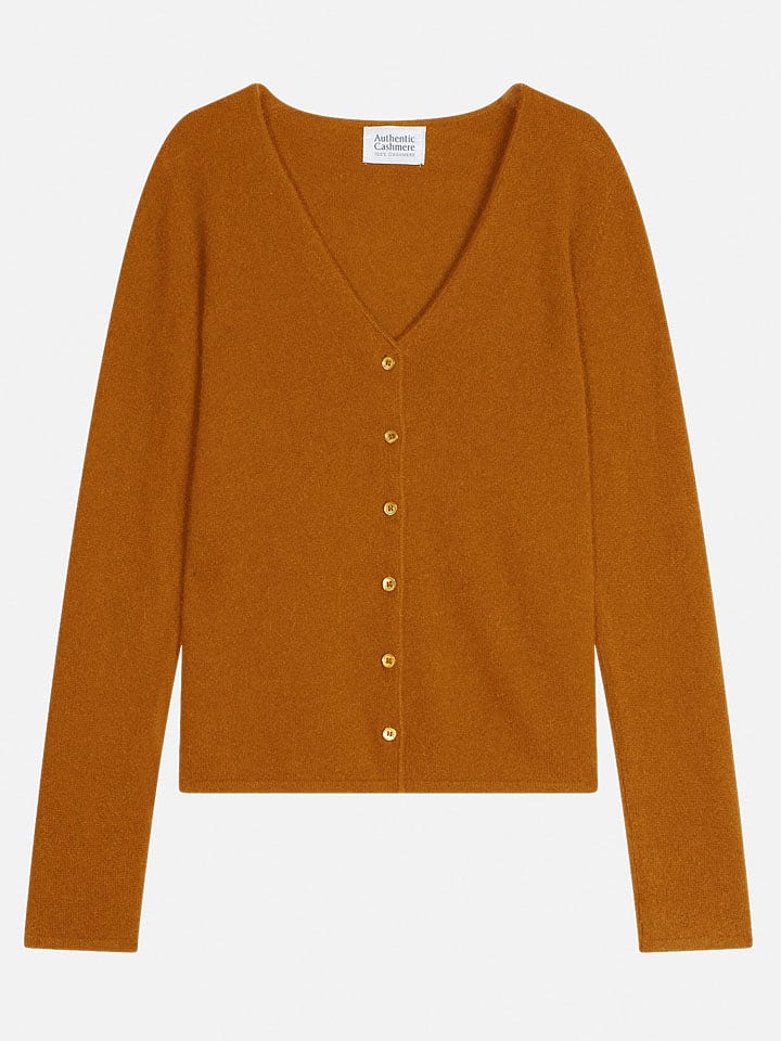 AUTHENTIC CASHMERE Kaszmirowy kardigan "Chalais" w kolorze karmelowym rozmiar: L