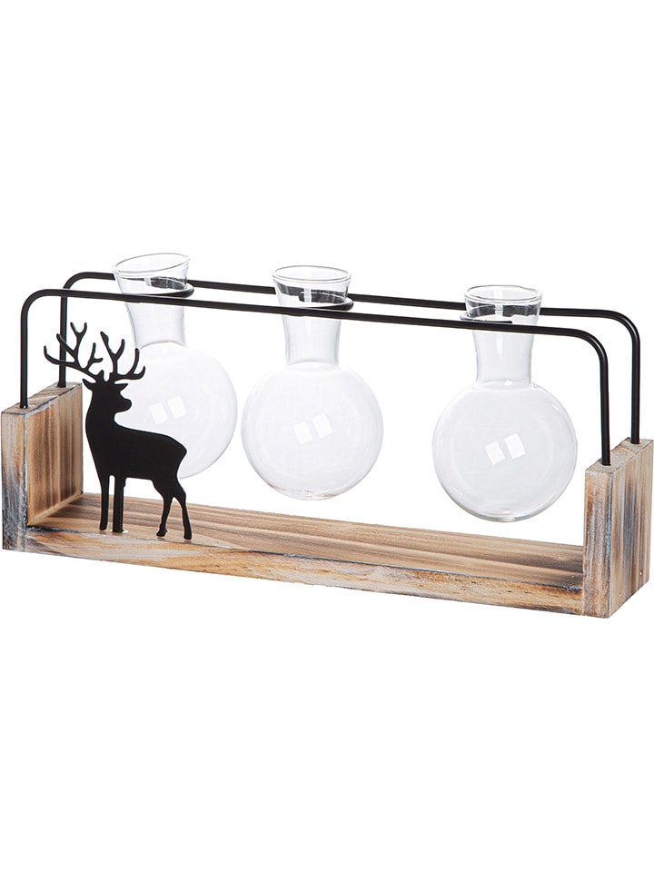 GILDE Wazon "Black Deer" w kolorze beżowo-czarnym - 22,5 x 10,5 x 5 cm rozmiar: onesize