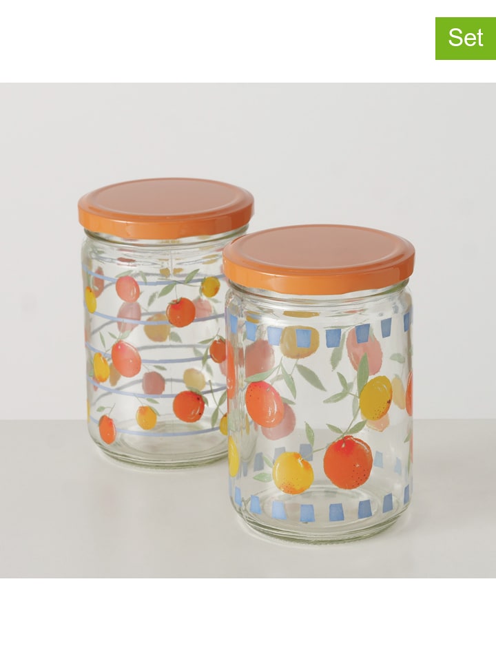 Boltze Słoiki (2 szt.) "Fruits" w kolorze pomarańczowo-złotym- 500 ml rozmiar: onesize
