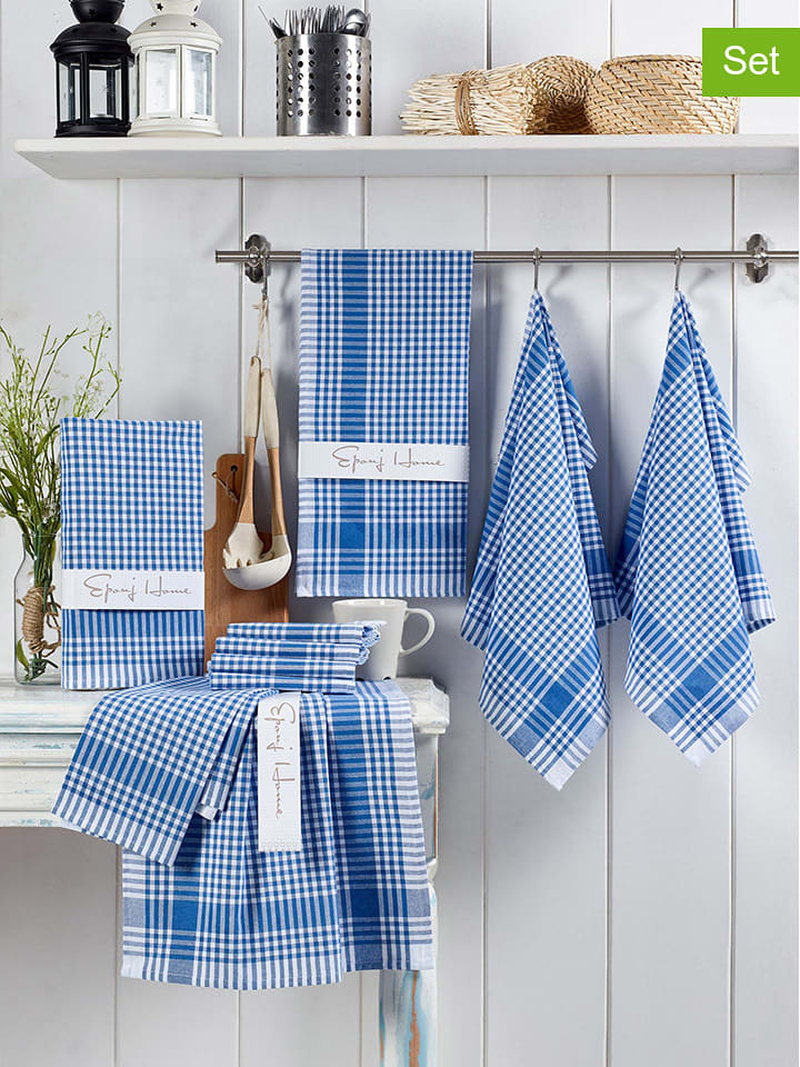 Colourful Cotton Ściereczki (10 szt.) "Potikareli" w kolorze niebieskim do naczyń rozmiar: 45x65 cm