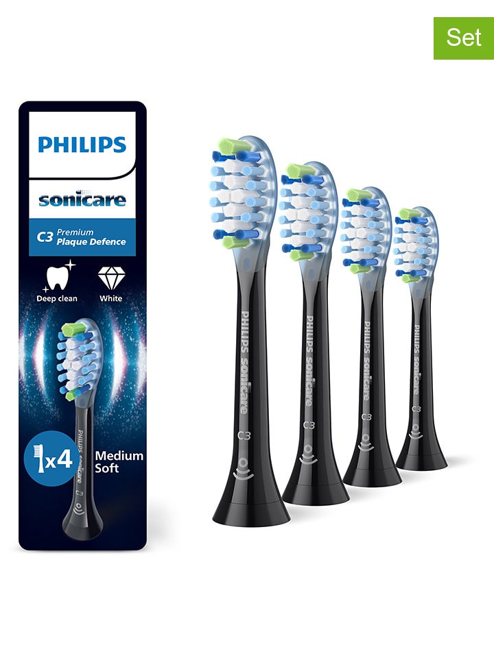 PHILIPS sonicare Wymienne końcówki (4 szt.) "Premium Plaque Defence" w kolorze czarnym rozmiar: onesize