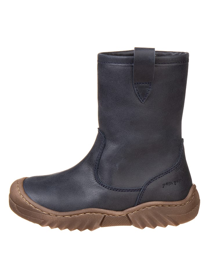POM POM Skórzane botki zimowe w kolorze granatowym rozmiar: 33