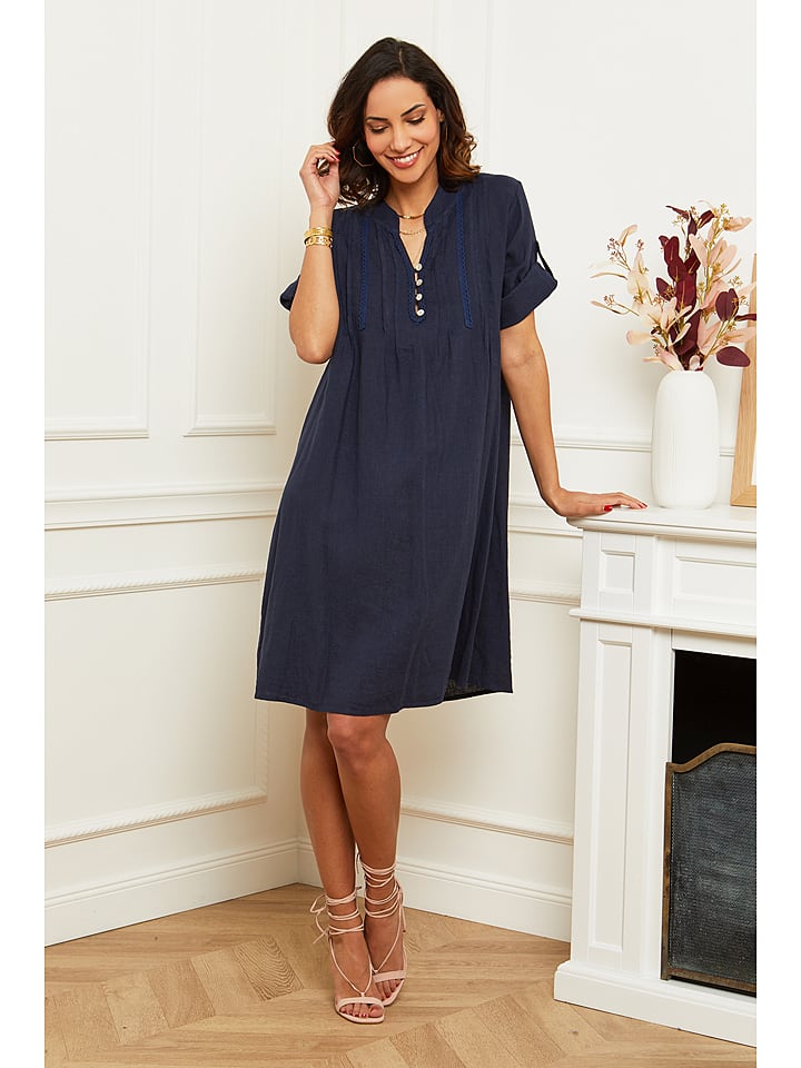 Le Monde du Lin Lniana sukienka w kolorze granatowym rozmiar: 36/38