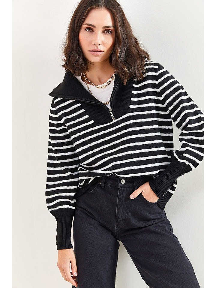 Bianco Lucci Sweter w kolorze czarno-białym rozmiar: onesize