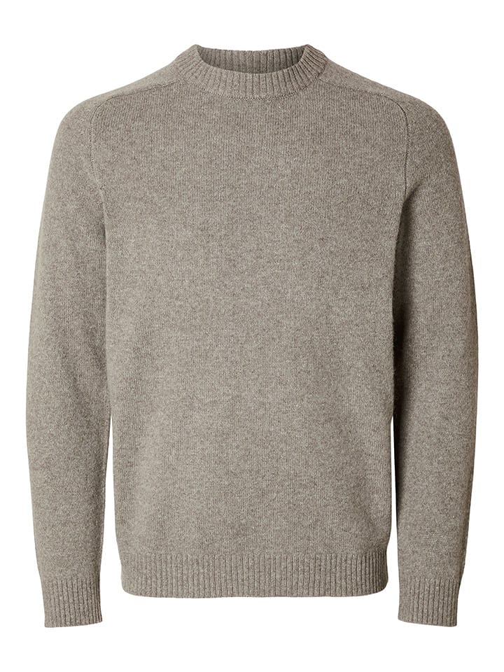 SELECTED HOMME Sweter "Reg" w kolorze szarobrązowym rozmiar: L