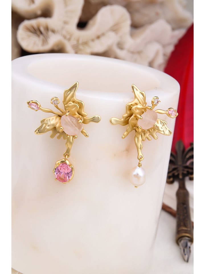 L'Atelier de Gaia Pozłacane kolczyki z perłami i cyrkoniami rozmiar: onesize