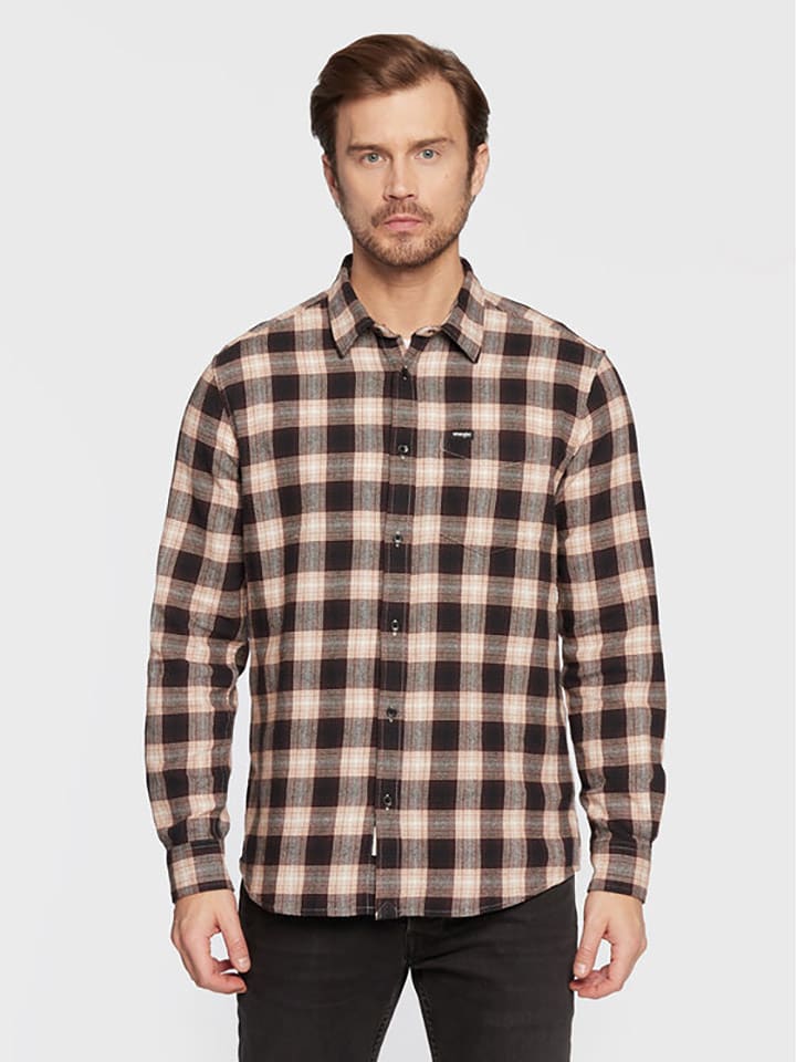 Wrangler Koszula - Regular fit - w kolorze brązowo-kremowym rozmiar: XXL