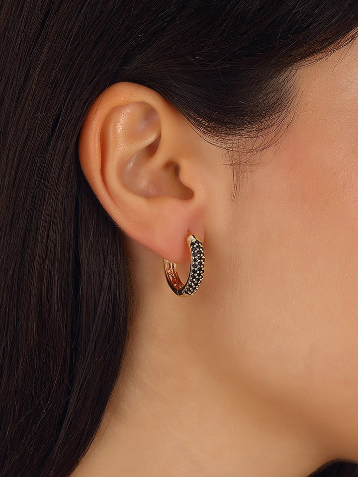 Nakkash Pozłacane kolczyki-kreole z cyrkoniami rozmiar: onesize