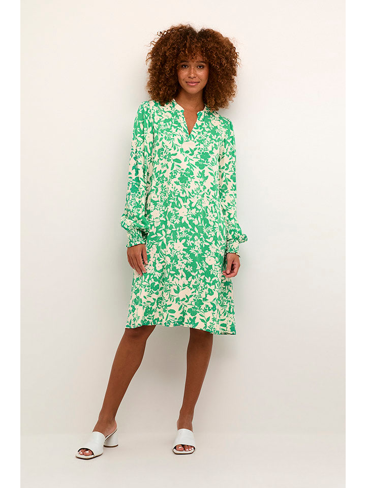 CULTURE Sukienka w kolorze zielono-kremowym rozmiar: M