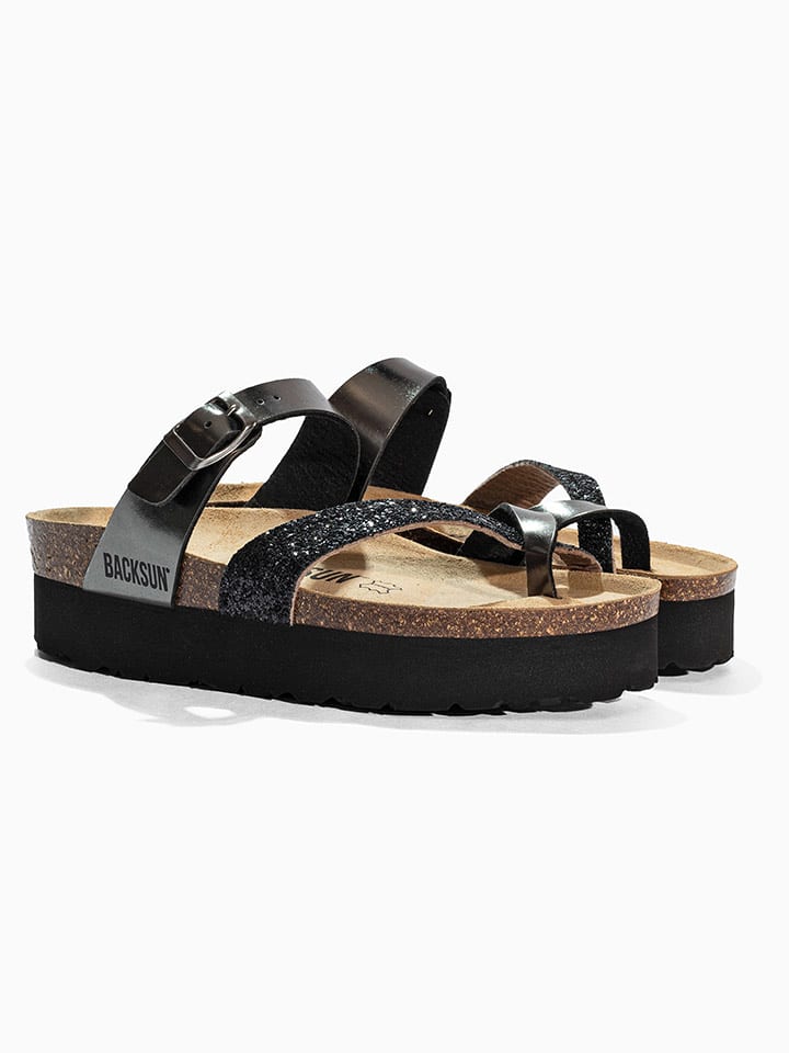 BACKSUN Skórzane japonki "Andy" w kolorze czarnym rozmiar: 38