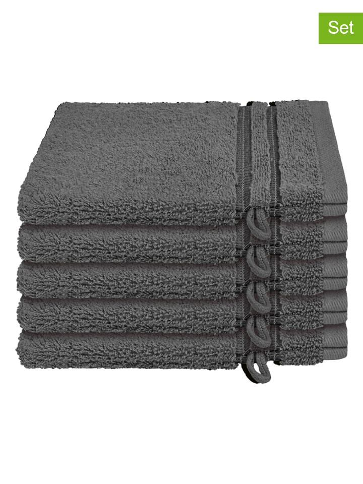 Schiesser Myjki (5 szt.) "Milano" w kolorze antracytowym rozmiar: 16x22 cm