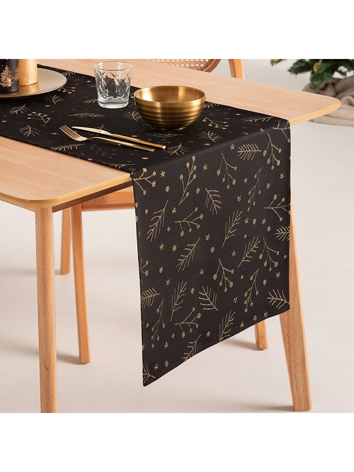 GAMUSI Bieżnik "Berrie" w kolorze złoto-czarnym rozmiar: 45x135 cm