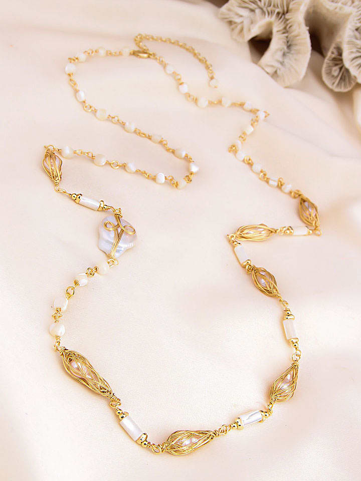 Pierres de Jade Pozłacany naszyjnik z elementami ozdobnymi - dł. 45 cm rozmiar: onesize