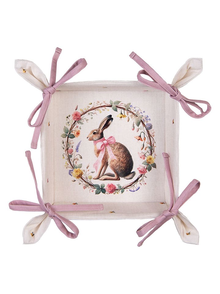 Clayre & Eef Koszyk w kolorze kremowo-jasnoróżowym na chleb - 35 x 8 x 35 cm rozmiar: onesize