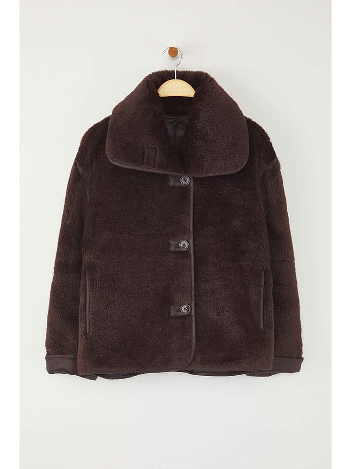 trendyol Kurtka pluszowa w kolorze ciemnobrązowym rozmiar: L