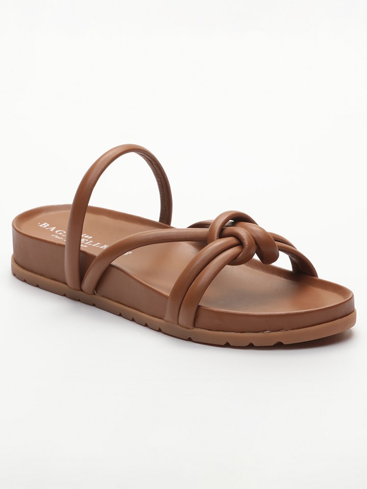 Les BAGATELLES Skórzane klapki "Abhirami" w kolorze jasnobrązowym rozmiar: 38