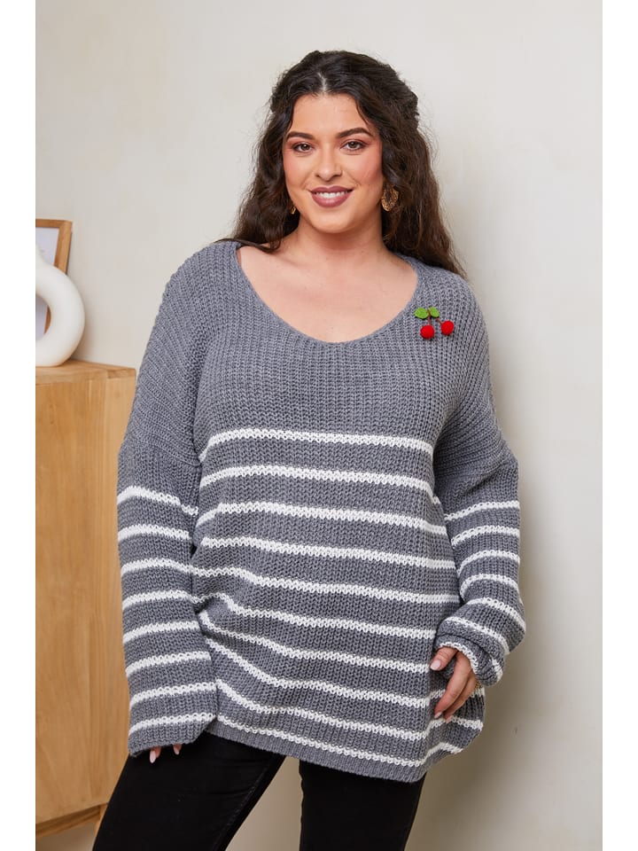 Curvy Lady Sweter w kolorze szarym rozmiar: 44/46