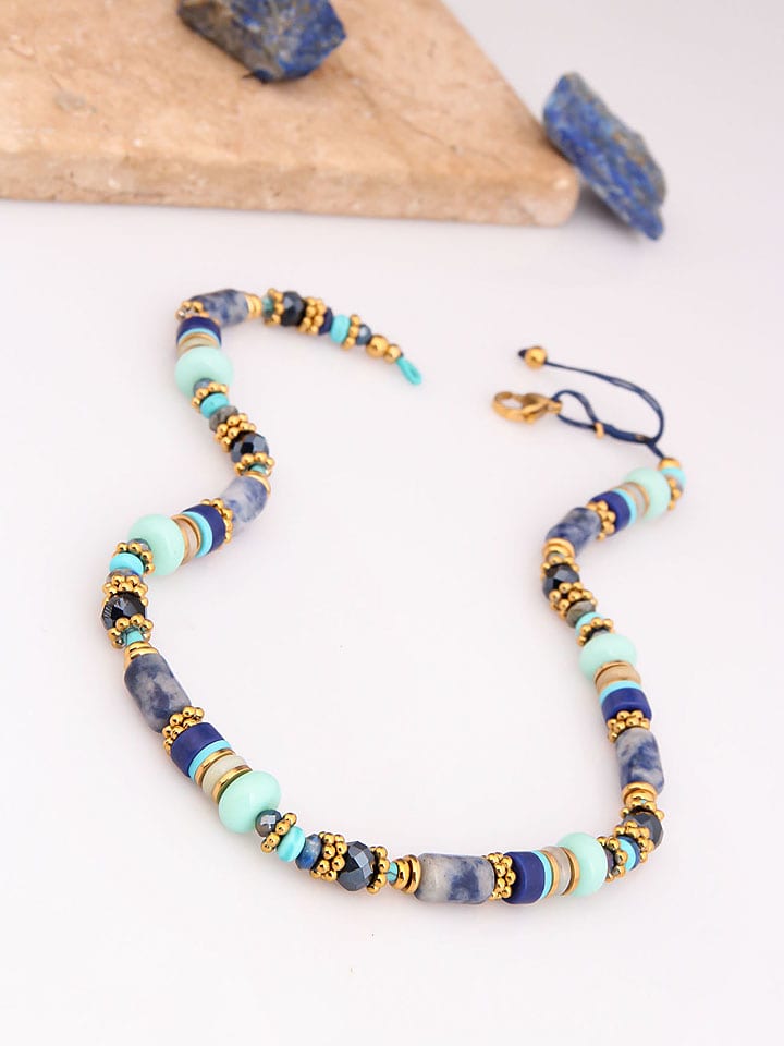 Charlize Pozłacany naszyjnik z turkusami i lapis lazuli - dł 45 cm rozmiar: onesize
