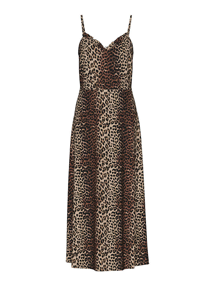 Pieces Sukienka "Nya" w kolorze brązowo-beżowym rozmiar: M