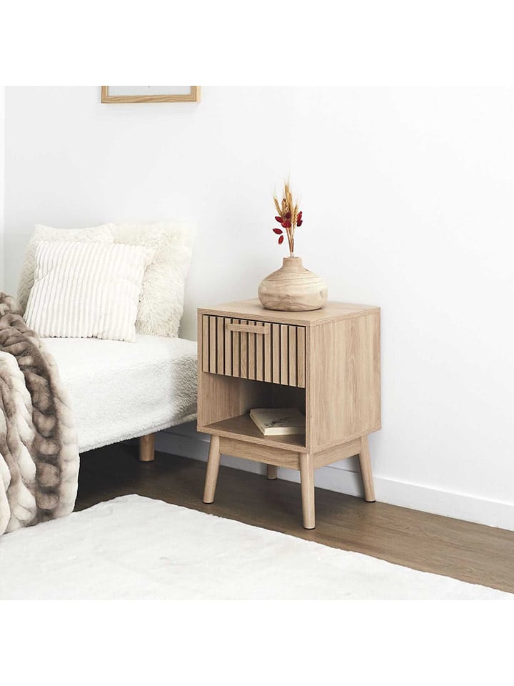 THE HOME DECO FACTORY Stolik nocny "Klaus" w kolorze jasnobrązowym - 40 x 55 x 35 cm rozmiar: onesize