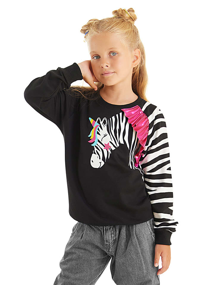 Denokids Bluza "Zebra Ruffled" w kolorze czarnym rozmiar: 116