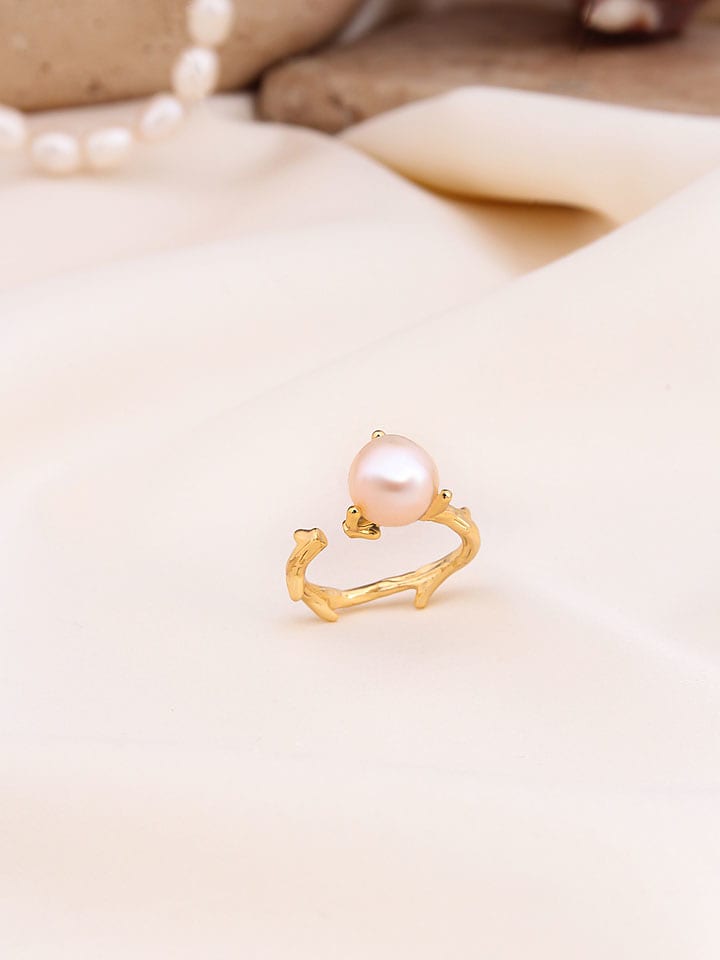 Pierres de Jade Pozłacany pierścionek z perłą rozmiar: onesize