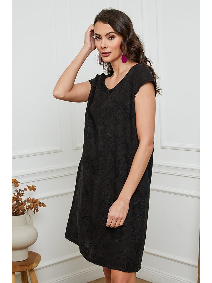 Fleur de Lin Lniana sukienka w kolorze czarnym rozmiar: L