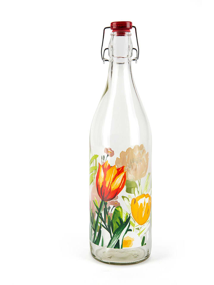 Trendy Kitchen by EXCÉLSA Butelka "Blooming" w kolorze pomarańczowym - 1 l rozmiar: onesize