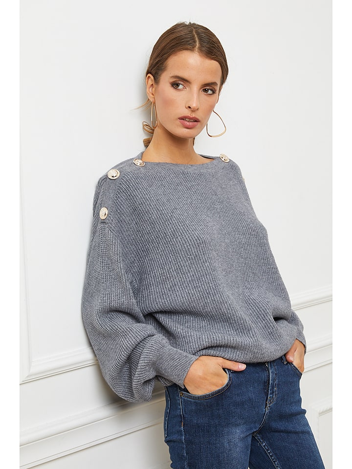 So Cachemire Sweter "Cornella" w kolorze szarym rozmiar: L