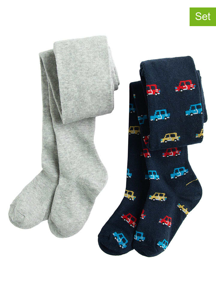 COOL CLUB Rajstopy (2 pary) w kolorze szaro-granatowym rozmiar: 128/134