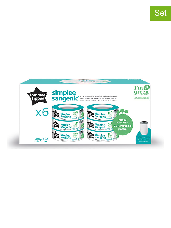tommee tippee Wkłady (6 szt.) w kolorze białym do koszy "Simplee Sangenic" na pieluszki rozmiar: onesize